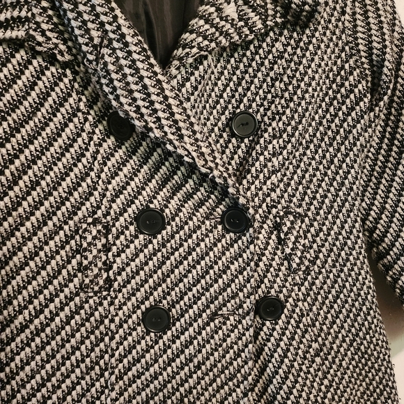Amy Byer Black White Pea Coat Jacket Size M, No Belt - Picture 3 of 12